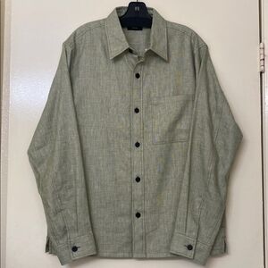 Theory Olive Green Linen Button U0p0
